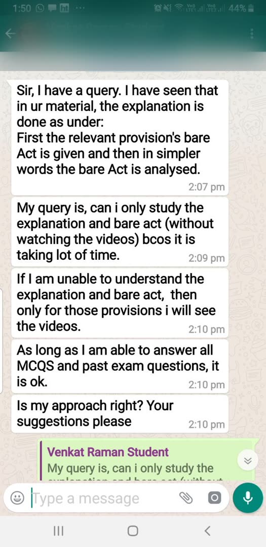 Student message