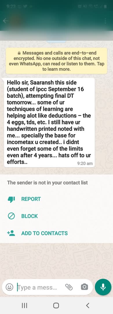 Student message